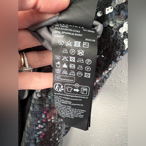 New All Saints Opal Sparkle Sequin Midi Skirt City Smoke Grey Small - Picture 11 of 12
